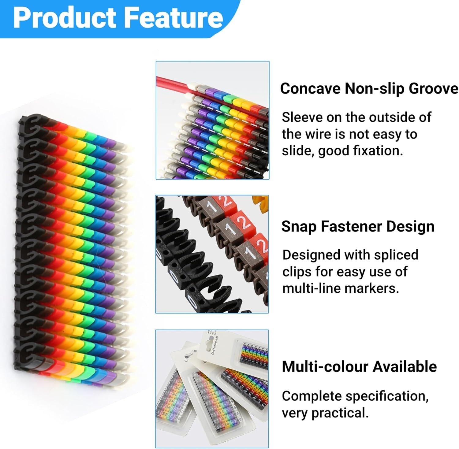 Easy-To-Use 100PCS Multicolor Cable Markers for Reliable Wire Identification