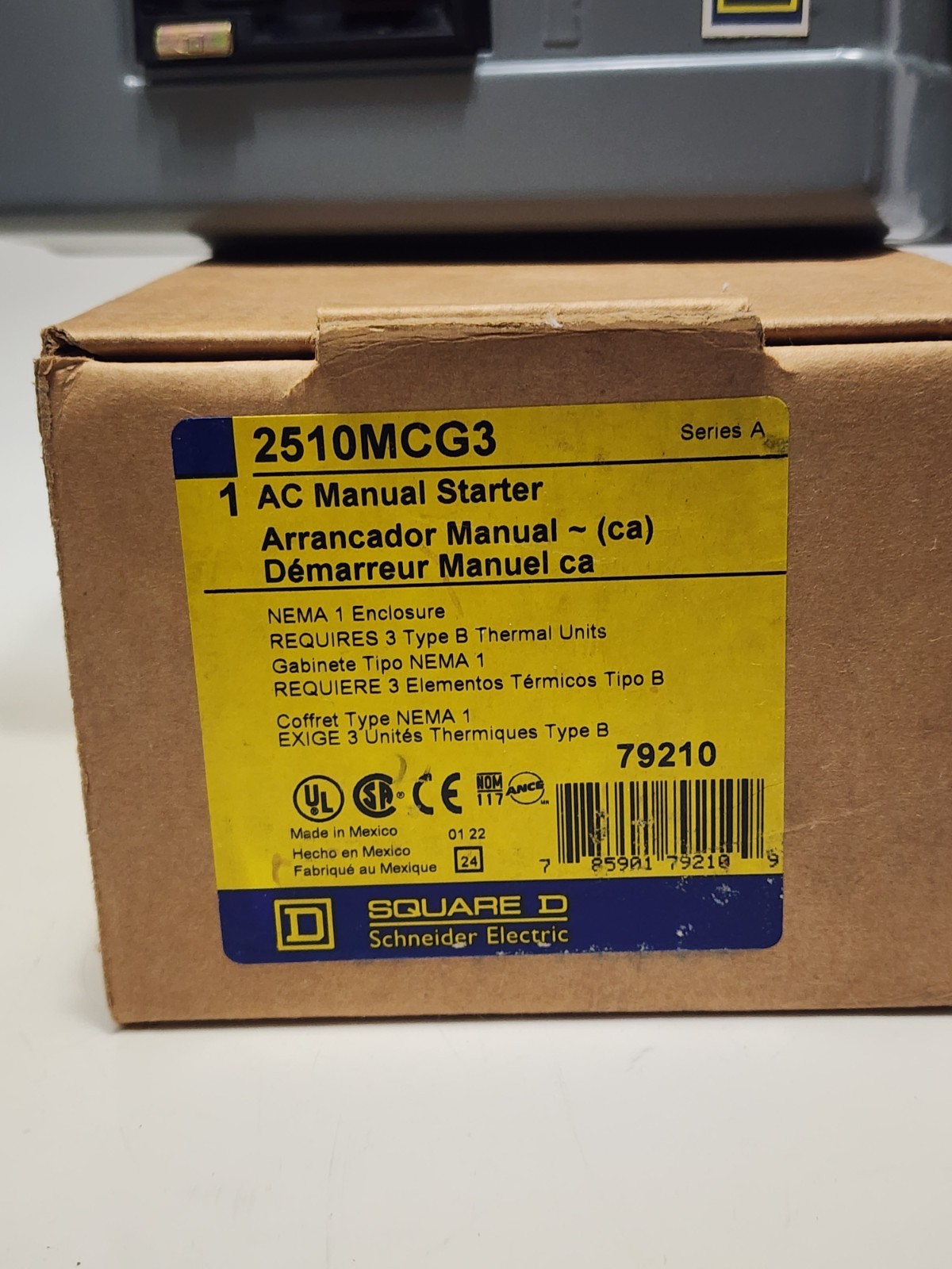 Square D 2510MCG3 Manual Starter, 3 Pole, 10Hp At 380/575Vac, 3 Phase