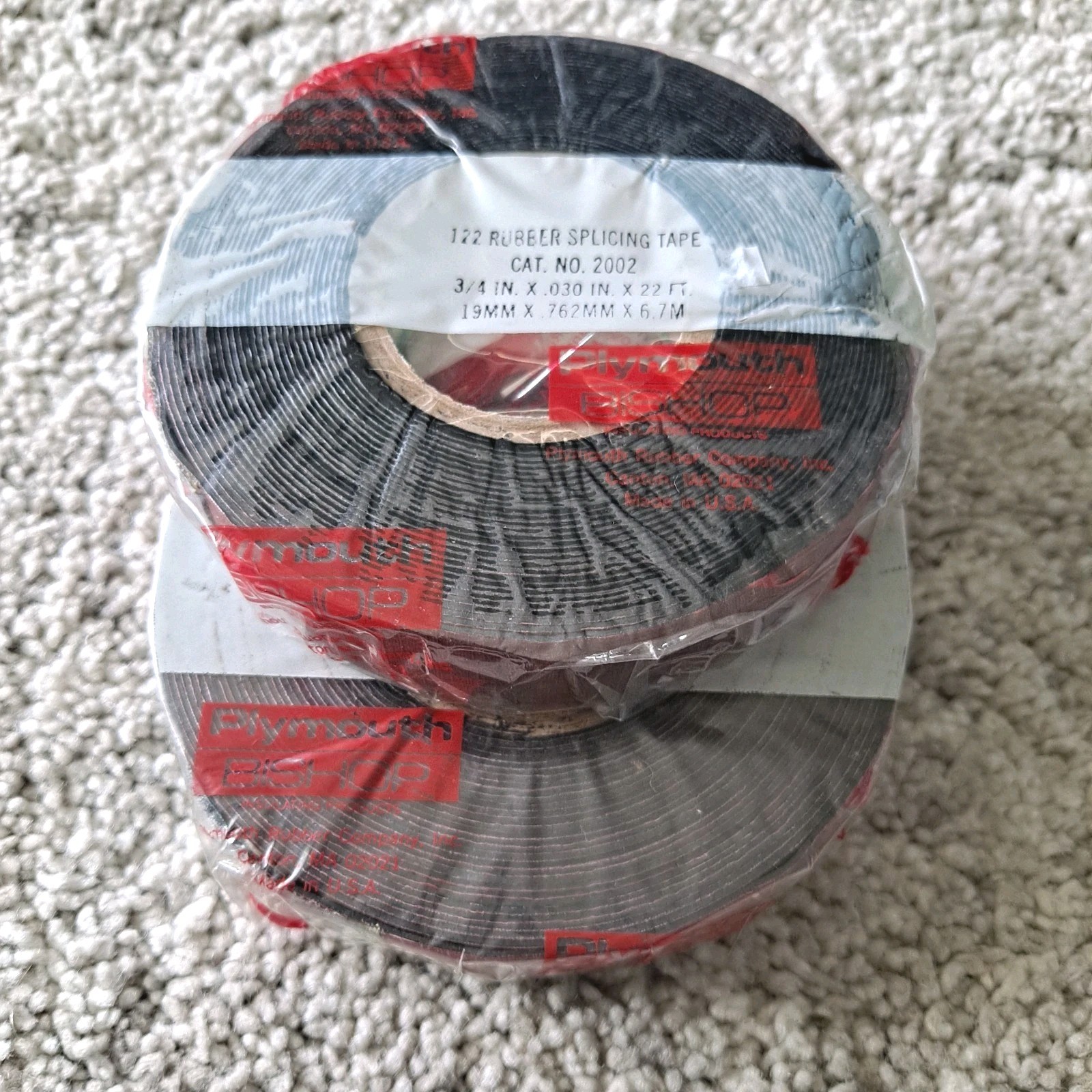 2= PLYMOUTH-BISHOP Rubber Splicing Shield Electrical Tape 3/4″ x .030″ x 22′ USA