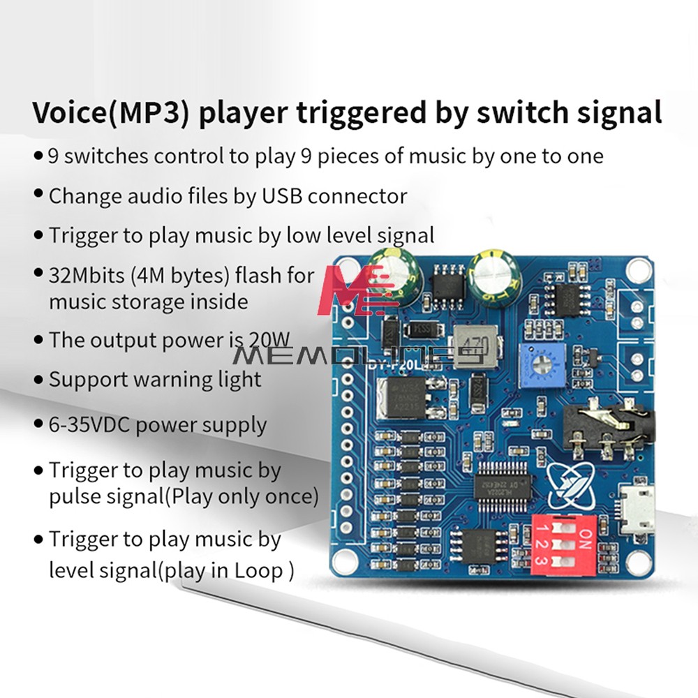 DC6-35V Voice Playback Module 9-Channel one-to-one Independent low-level trigger