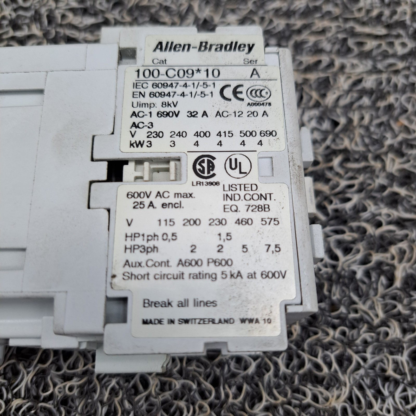 Allen-Bradley 100-C09*10 Series A Contactor (110-120V Coil)