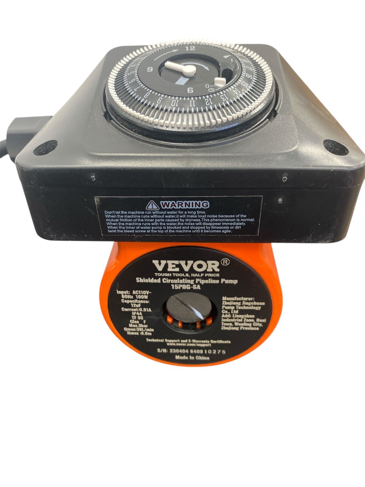 VEVOR SHIELDED CIRCULATING PIPELINE PUMP 15PGB-6A, AC110V, 100W