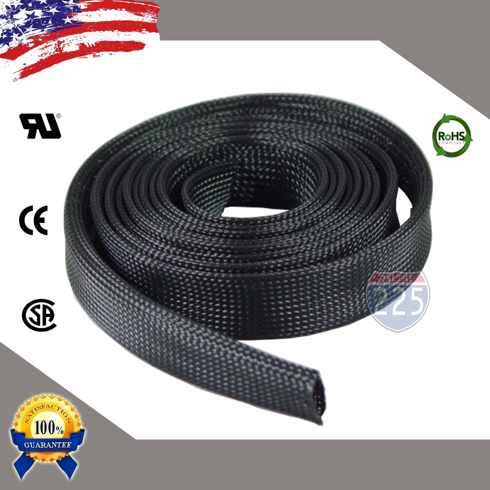 50 FT. 1 1/2″ Black Expandable Wire Cable Sleeving Sheathing Braided Loom Tubing