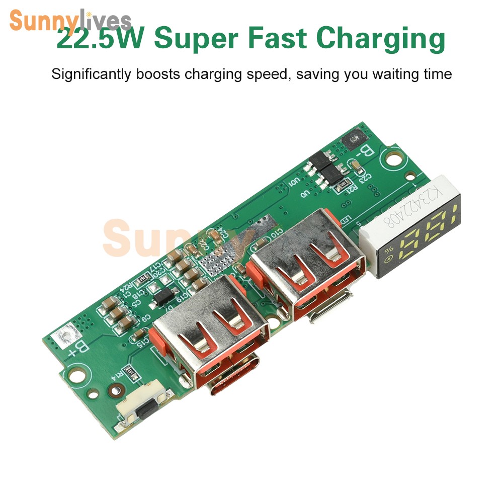 PD/QC 22.5W Fast Charging Module DIY Mobile Power Bank Circuit Board LED Display