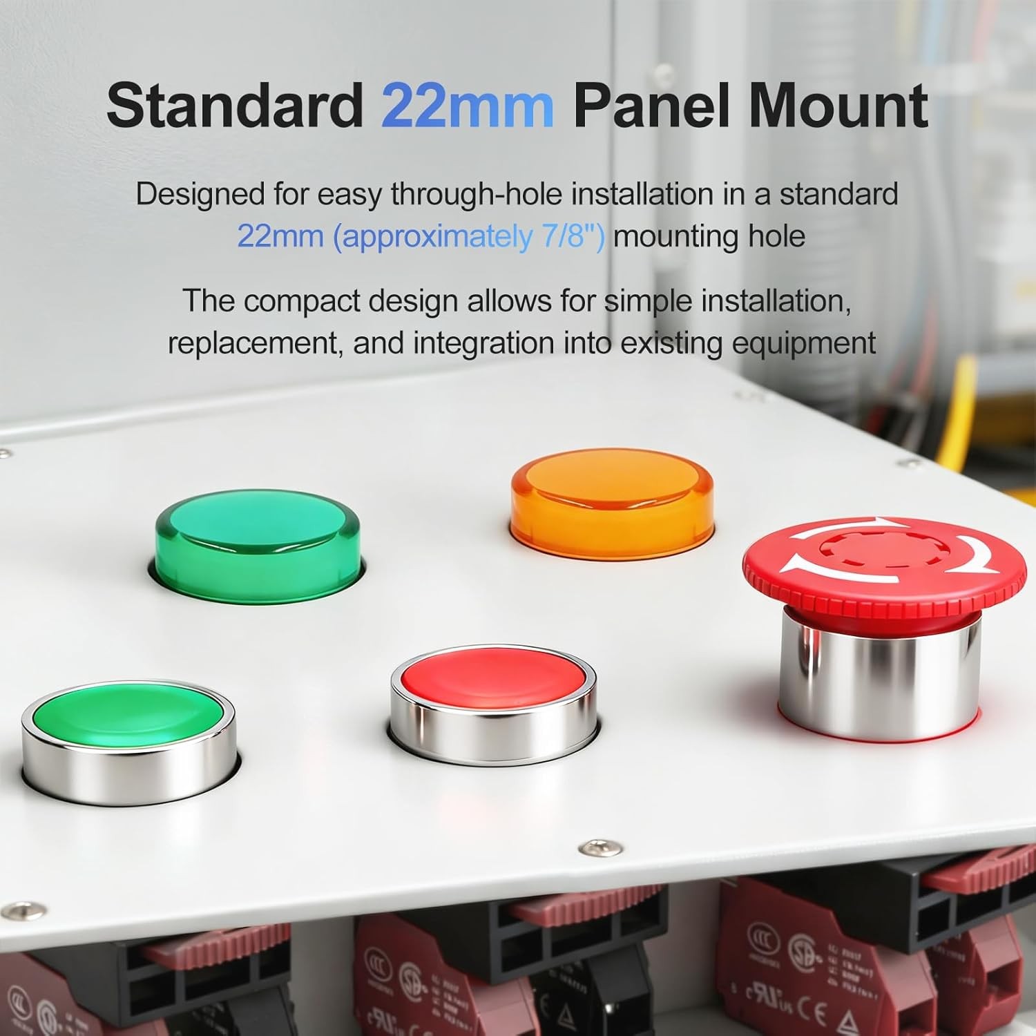 22mm LED Industrial Indicator Light 110V AC Pilot Indicator Light 7/8 Panel
