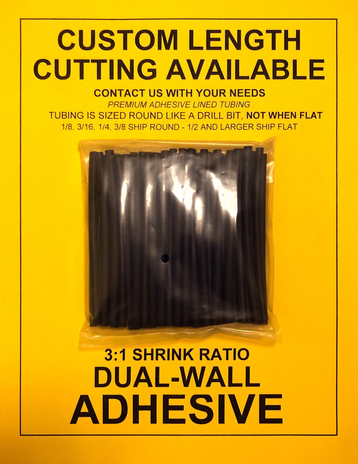 3/16 / 4.5mm I.D Black (6″ 100pcs) Dual-Wall Adhesive Lined 3:1 Heat Shrink Tubi