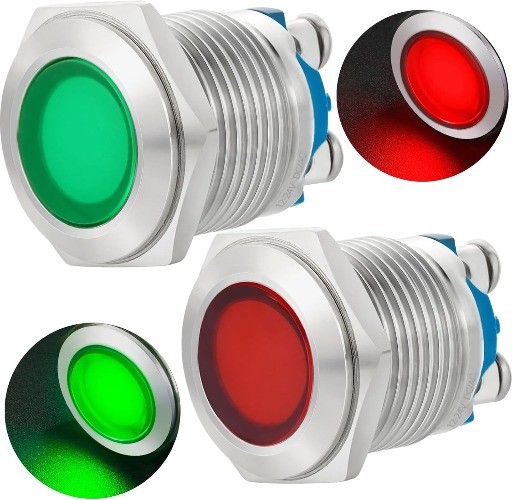 16mm 12V 24V LED Indicator Light, Frosted Surface, Waterproof Screw Terminal