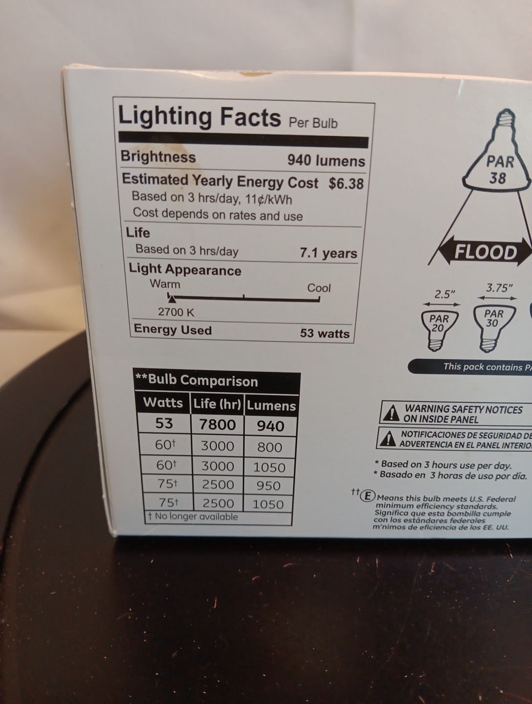 GE ENERGY EFFICIENT INDOOR OUTDOOR 53 W Bulbs Par38