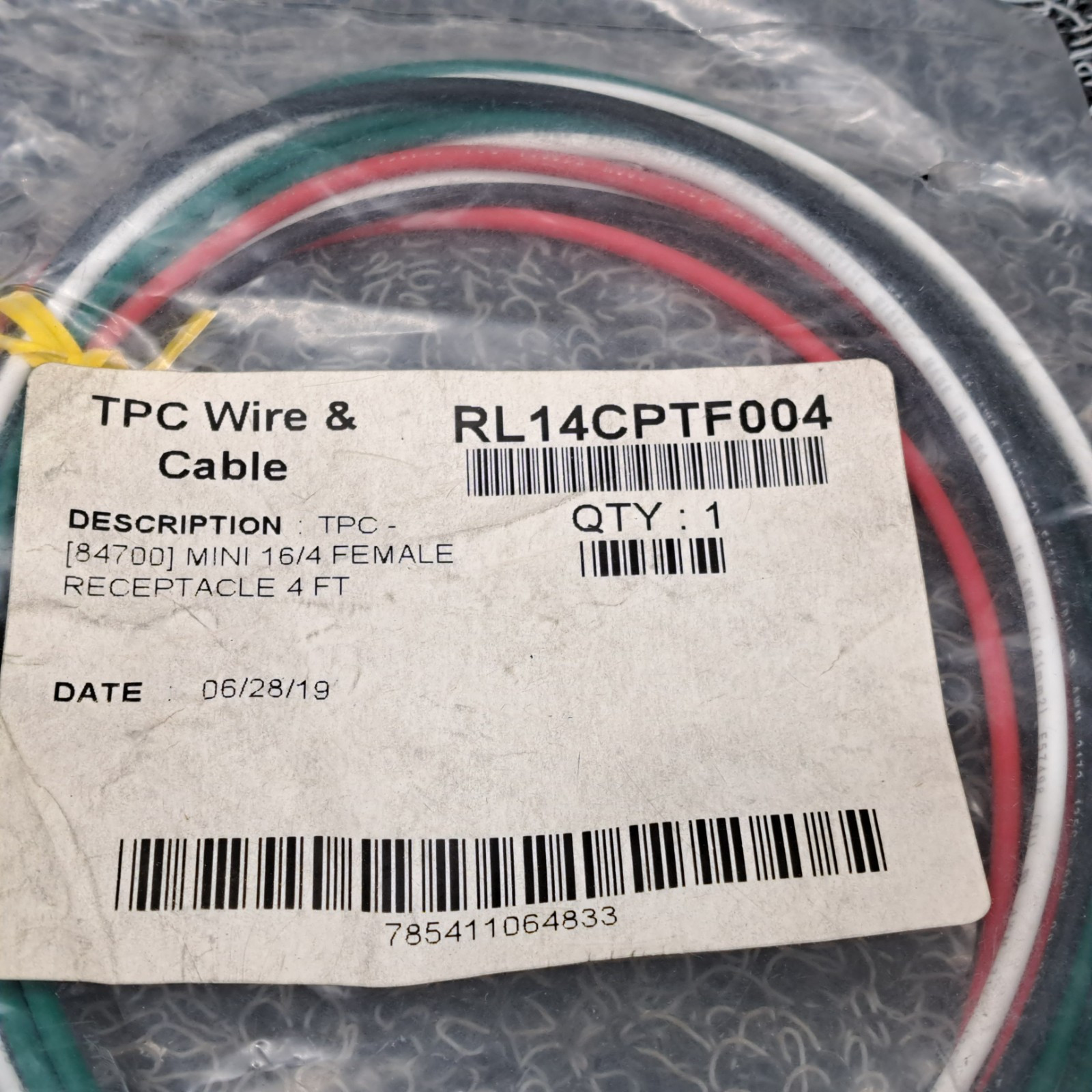 TPC Wire & Cable RL14CPTF004 Mini 16/4 female 4ft +1 Shorty