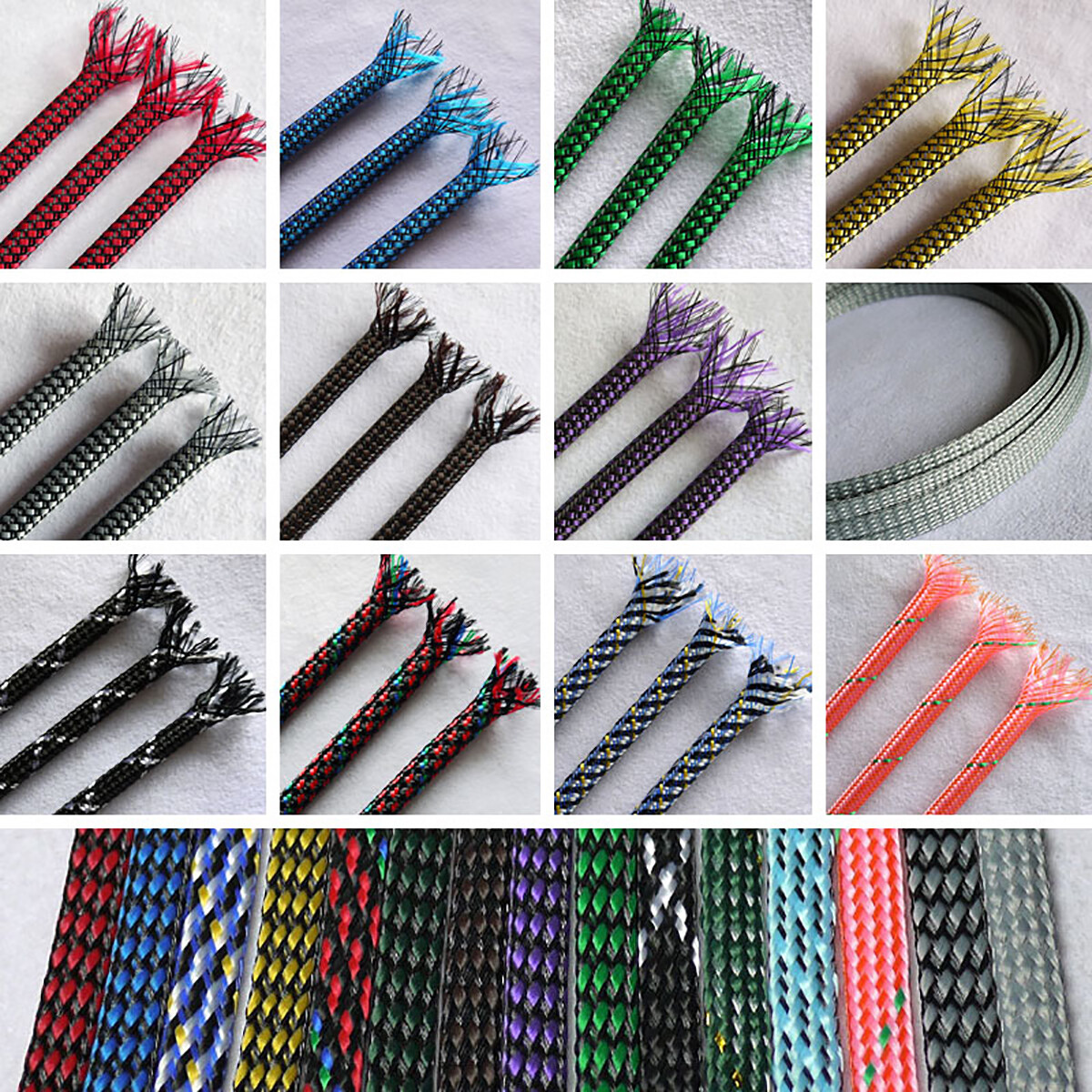 4/8/12mm PP Cotton&PET Expandable Braided Sleeving Sheath Cable Wire DIY Modding