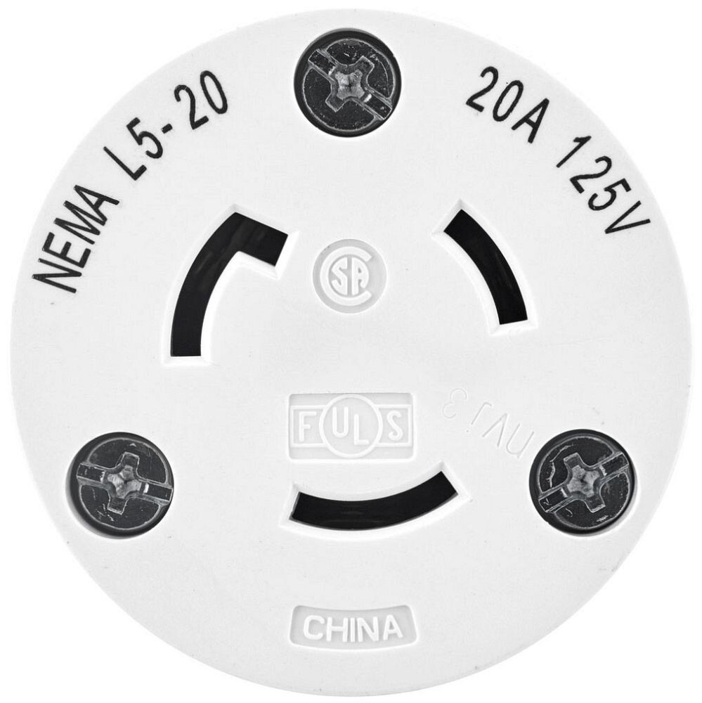 Bryant Electric 70520NC, 125 VAC, 20A, NEMA L5-20R, Locking Connector, 1 pc