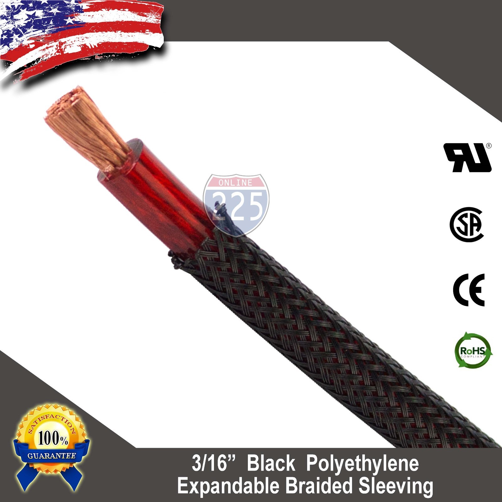 100 FT. 3/16″ Black Expandable Wire Cable Sleeving Sheathing Braided Loom Tubing