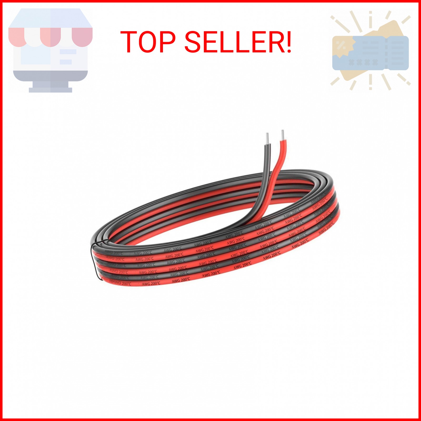 EvZ 16 AWG Silicone Wire, 33ft Ultra Flexible 2-Pin Parallel Zip Cord, 252 Stran