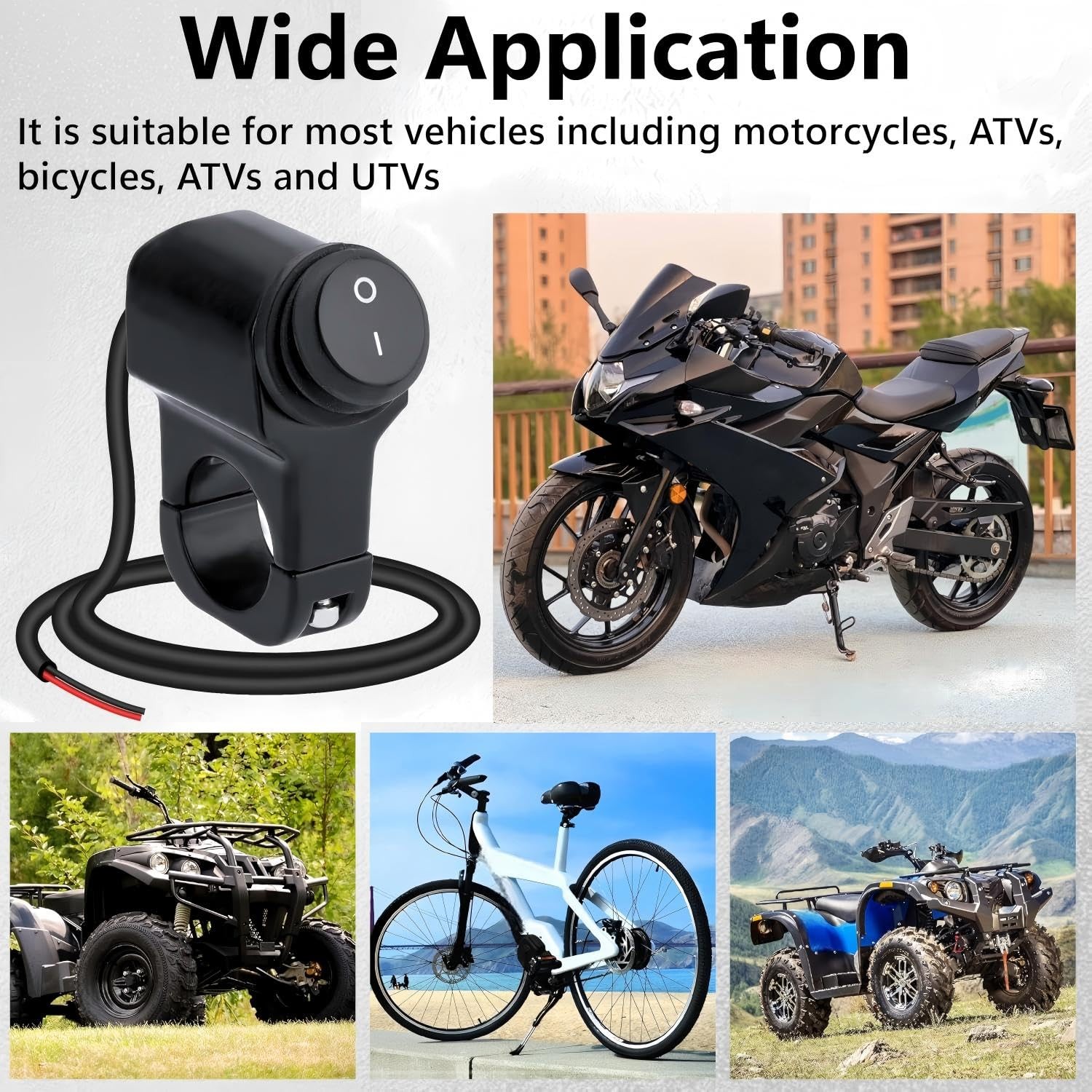 Motorcycle Handlebar Switch 12V, Waterproof Motorcycle Light Toggle Switch | Alu