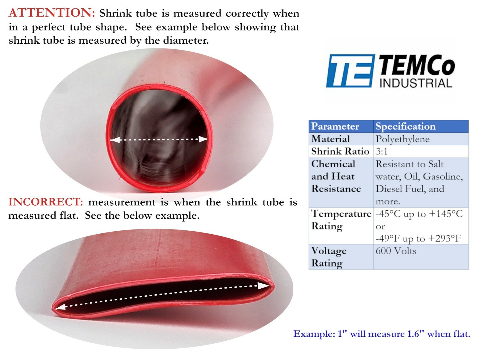TEMCo 5/16″ Marine Heat Shrink Tube 3:1 Adhesive Glue Lined 12″ long RED