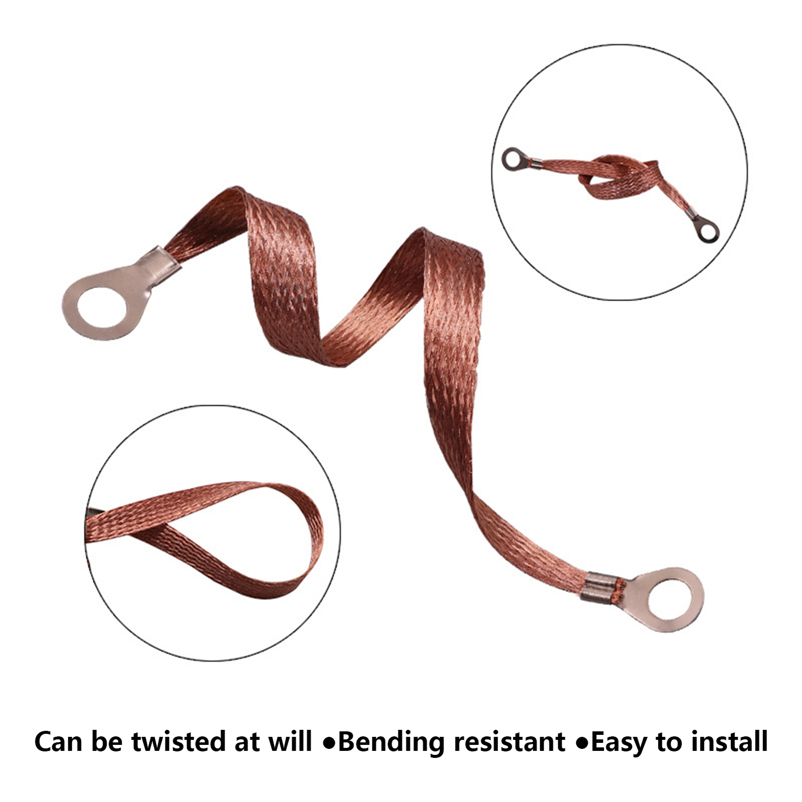 3Pcs Auto Car Universal Braided Cable Engine Ground Wire Grounding Copper Strap