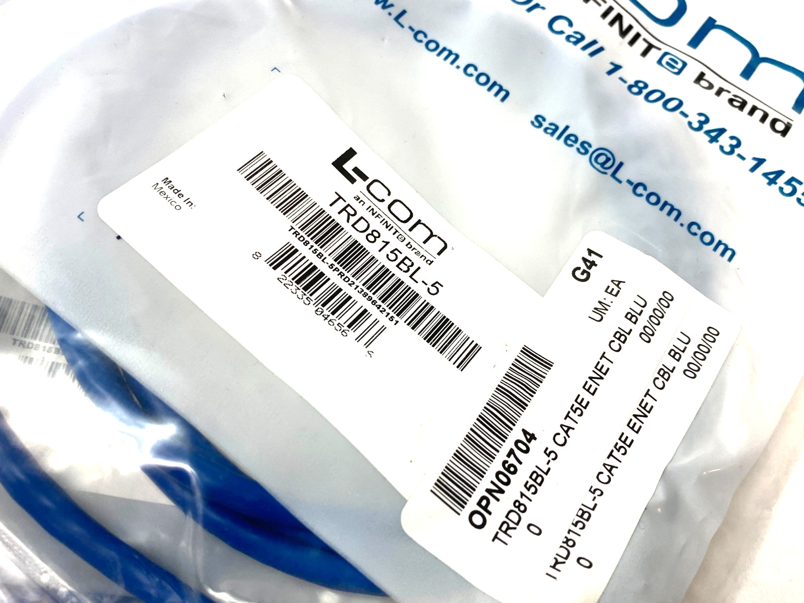 L-Com TRD815BL-5 Ethernet Patch Cord Cat5e Blue LOT OF 13