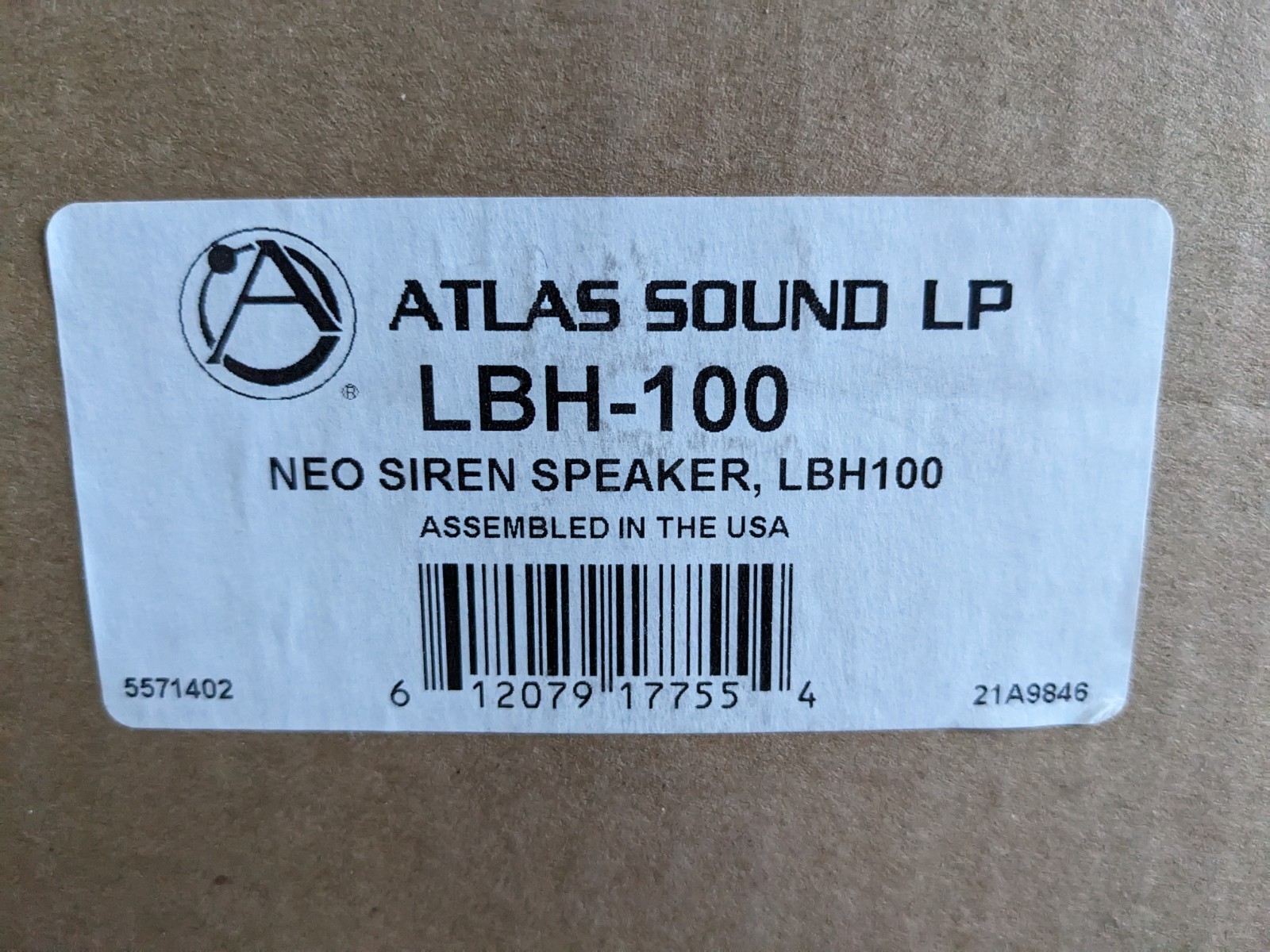 Atlas Sound NEO Vehicle Mounted SIREN Speaker LBH-100 NEW Open Box Loud 11 OHM