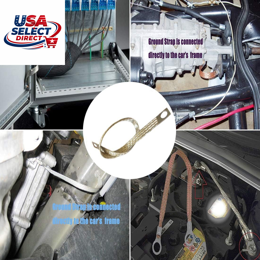 Universal Auto Engine Grounding Strap Tinned Copper Braided Cable 6PCS