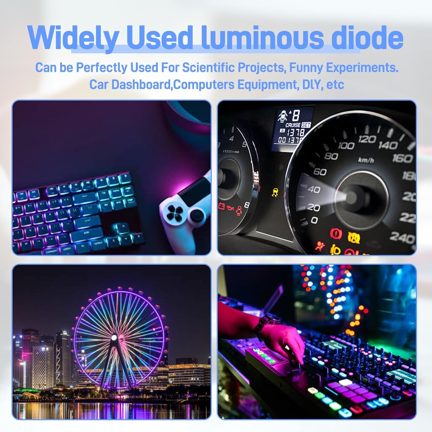 600Pcs 3mm 5mm LED Assortment Kit 6 Colors White Red Blue Green Yellow