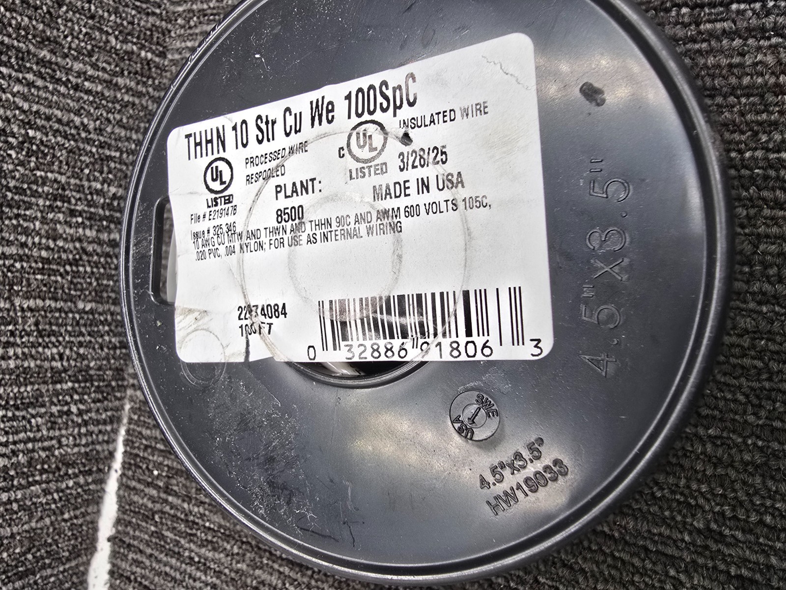SouthWire 22974084: THHN 10 AWG 100ft White Stranded CU Building Wire