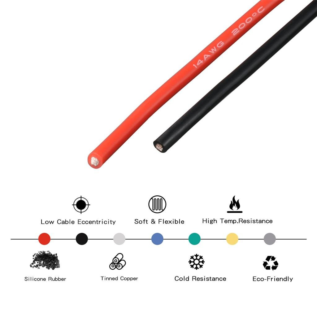 BNTECHGO 14 Gauge Silicone Wire Spool 20Ft Red and 20Ft Black Flexible 14 AWG St
