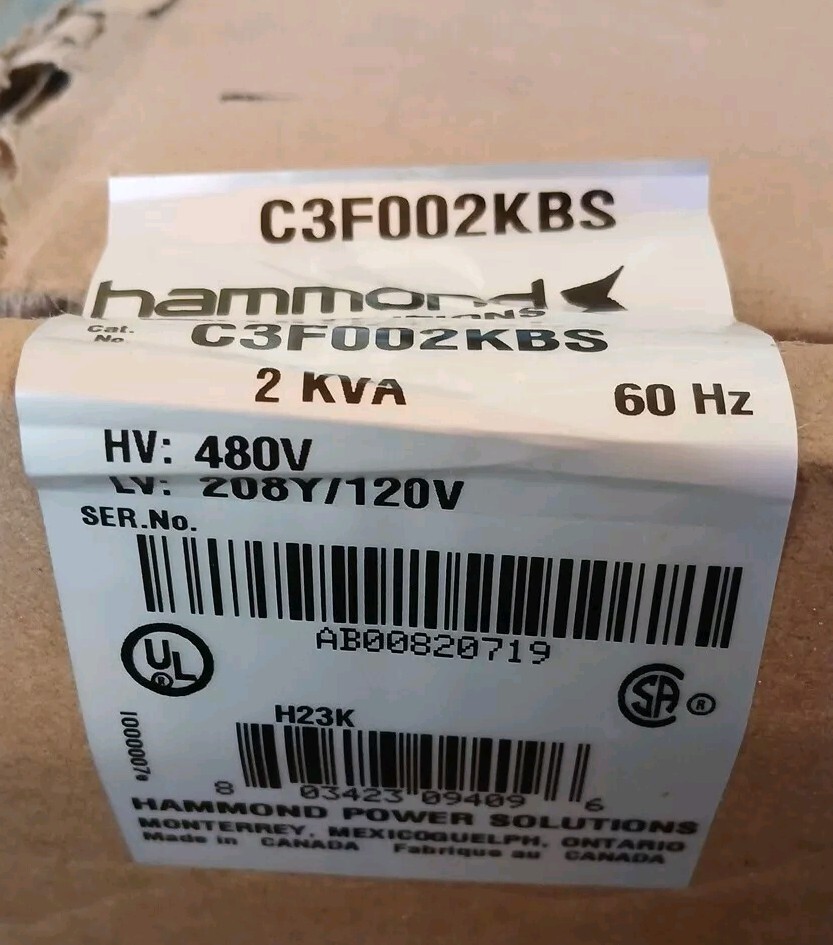 Hamond Power Transformer – CF3F002KBS 480 Volt 3 Phase 60hz