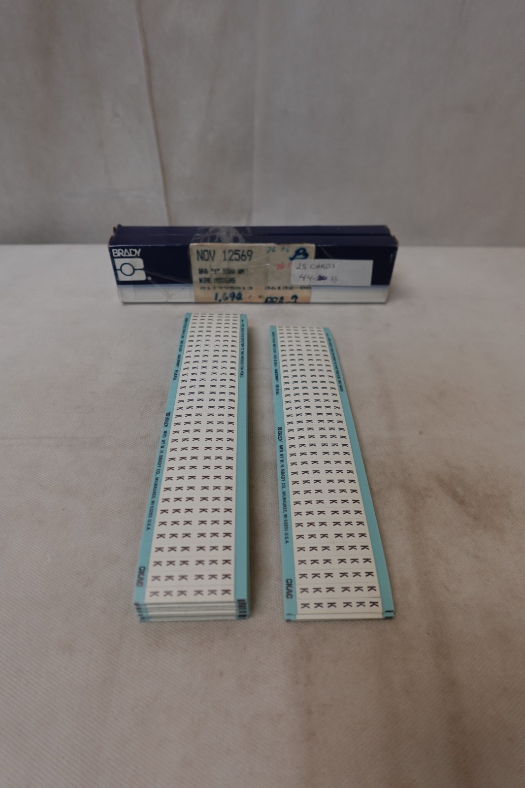 BRADY PORTA-PACK WIRE MARKER WM-K “K” ~ 44-33 / 44-20 REFILL CARDS PACK OF 31