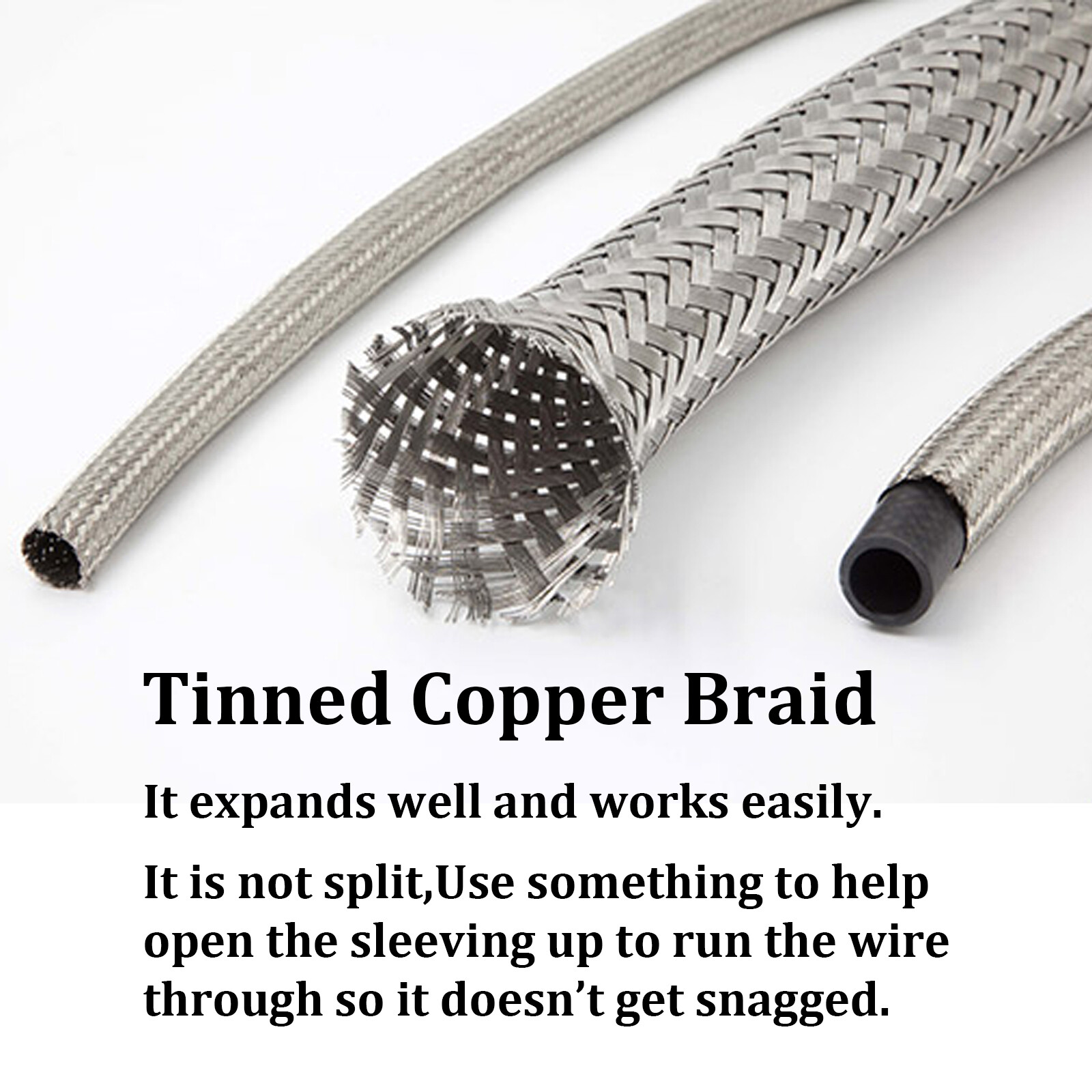 Tinned Pure Copper Wire Shielding Cable Sleeving Ground Strap Electric Wiring