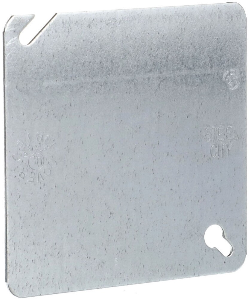 Steel City 52-C-1, 4″, Steel, Blank, Electrical Square Outlet Box Cover, 1 pc