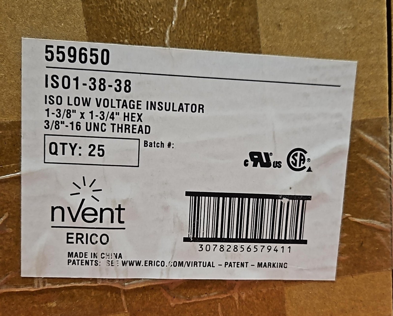 Erico 559650 3/8″ Stand-Off Electrical Insulator