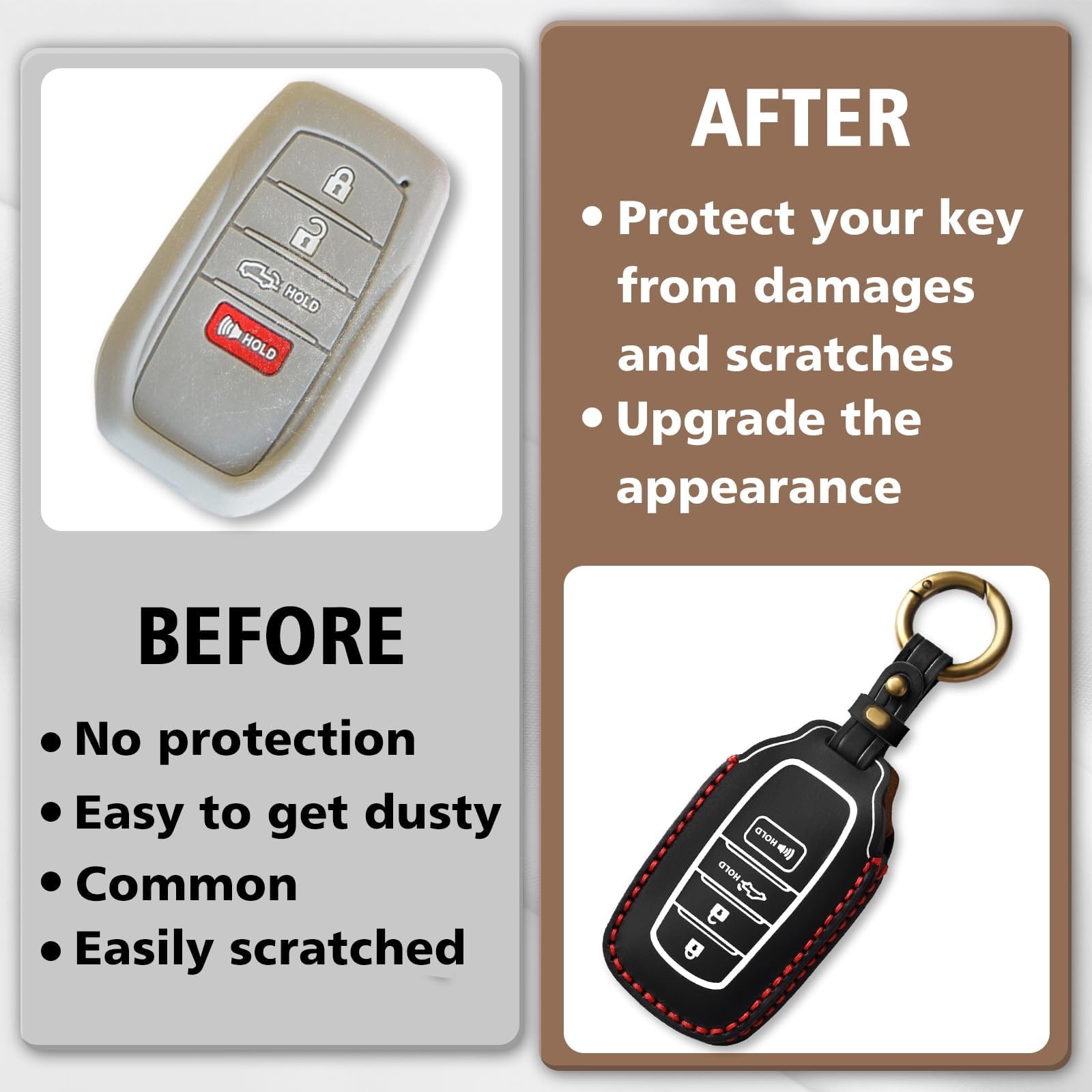 Muslogy Key Fob Cover Leather Case Compatible with Toyota Tacoma 2024 2025 20…
