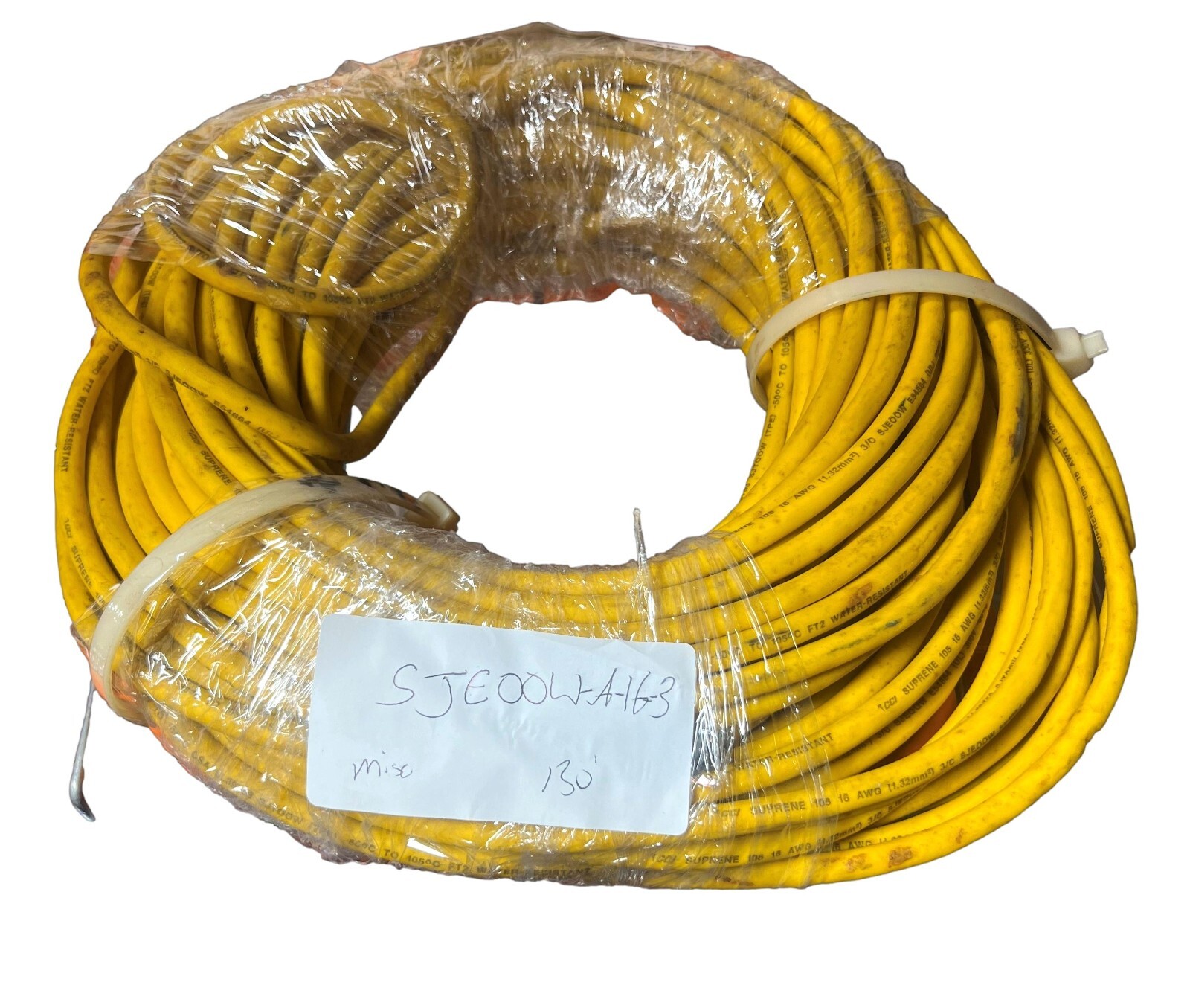 SJEOOW-A-16-3, 16/3 300V Sjeoow Suprene Yellow Portable Cord , Lot of 130 FT