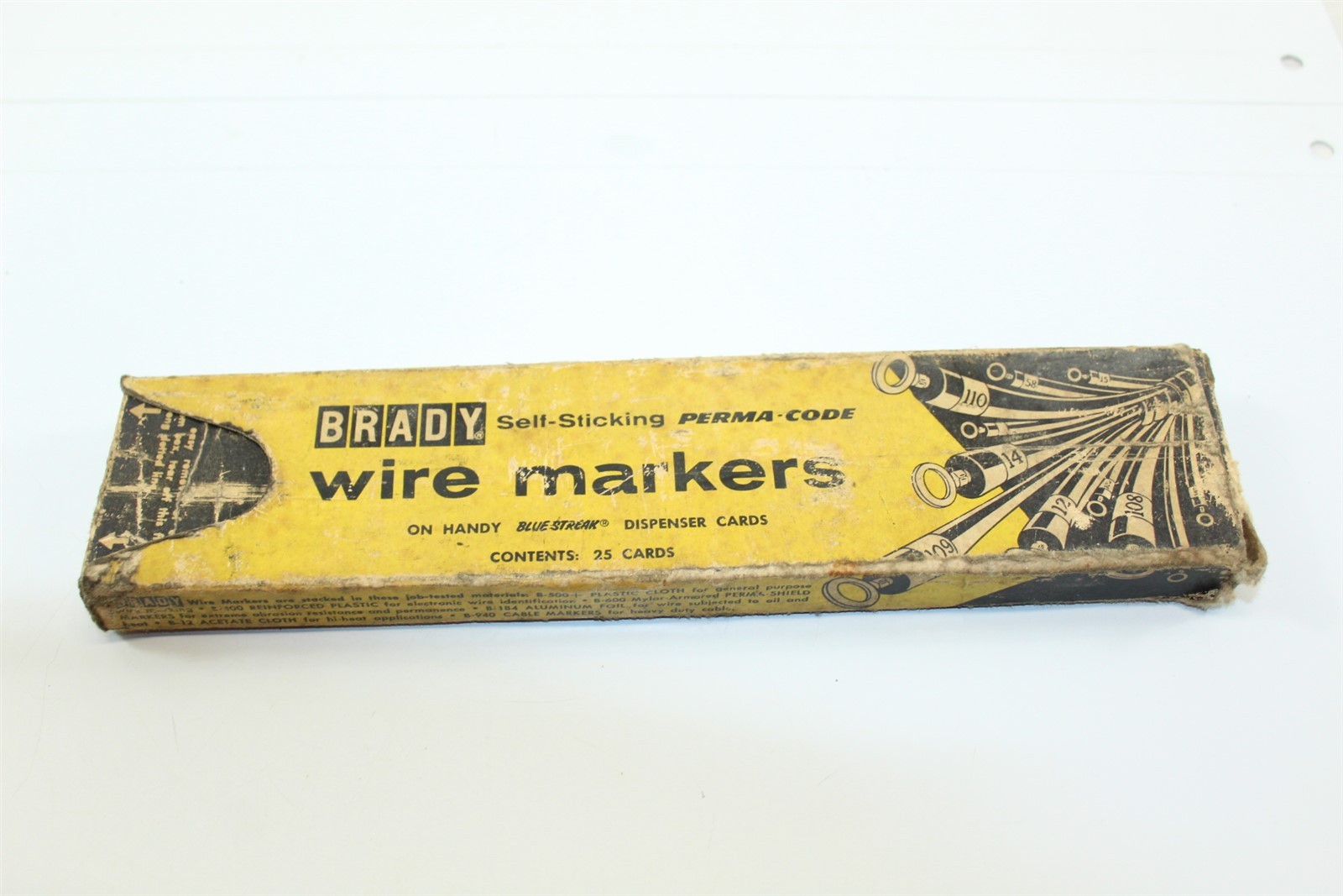Vintage Brady Self Sticking Perma-Code Wire Markers On Dispenser Cards