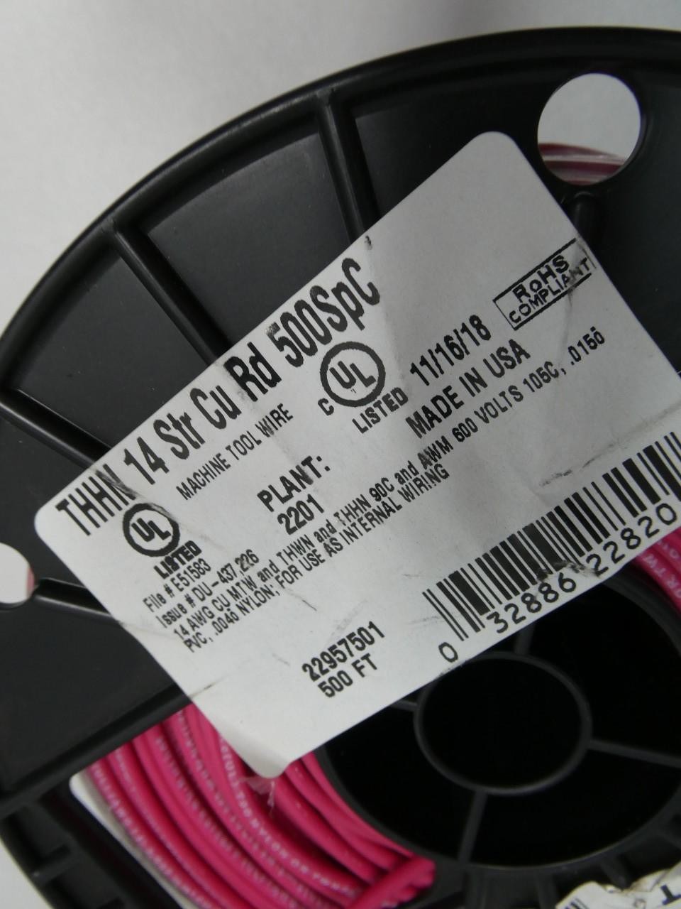 Southwire E51583 Mtw/thwn/thhn Red Machine Tool Wire 14awg 500ft