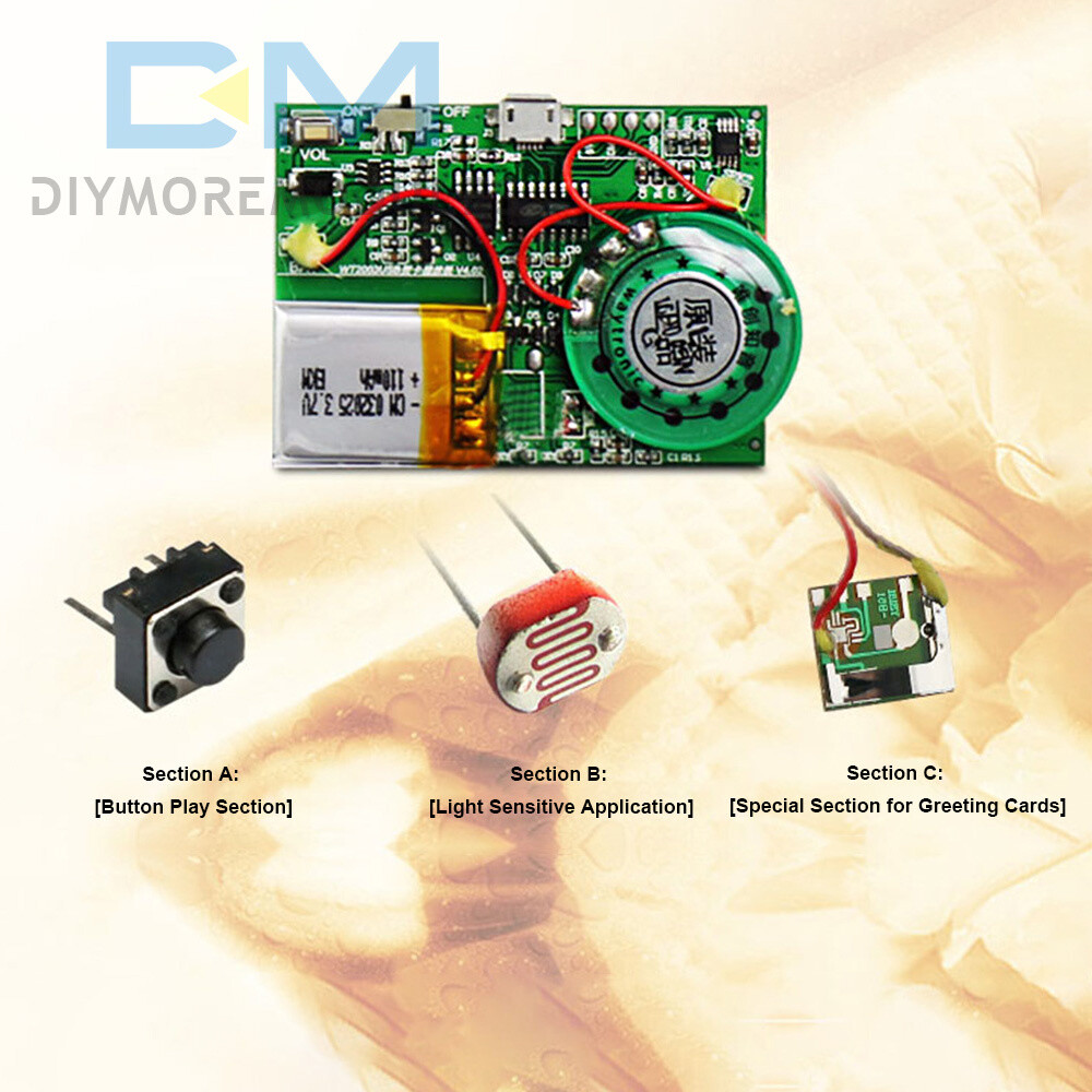 8M Recordable Sound Module MP3 Music Voice Player Board for Greeting Card DIY