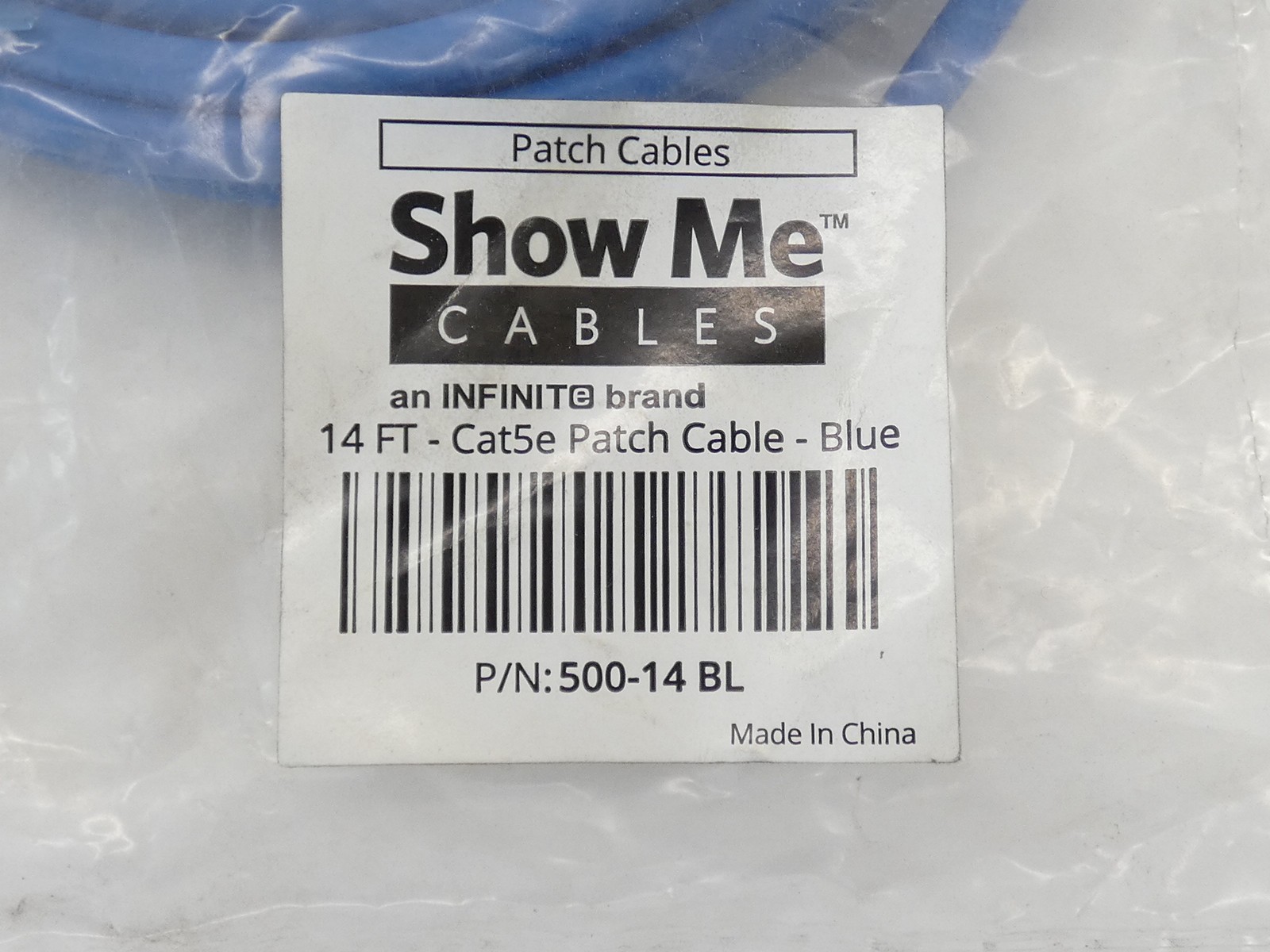 Show Me Cables 500-14 BL 14′ Cat5e Patch Cable Blue – NEW Surplus!