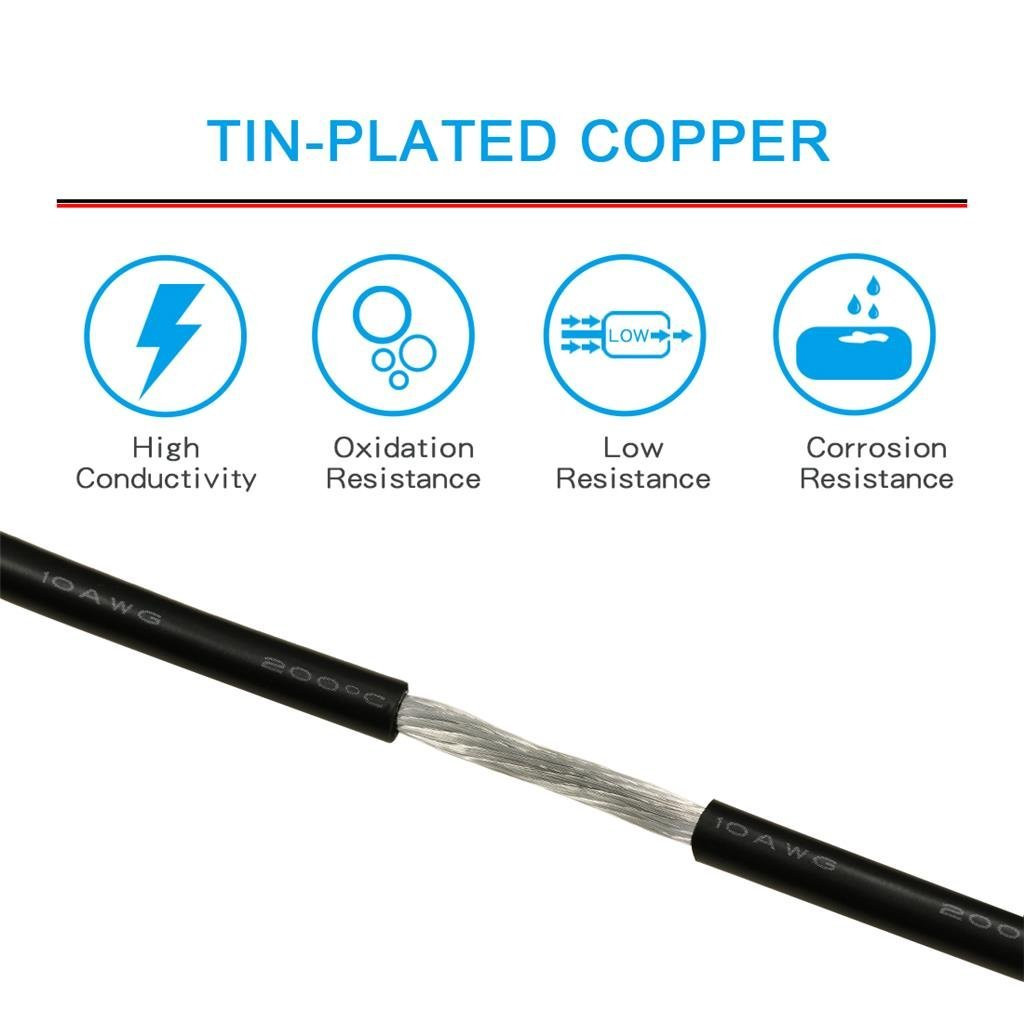 10 Gauge Silicone Wire Spool 250 Ft Black Flexible 10 AWG Stranded Tinned Copper