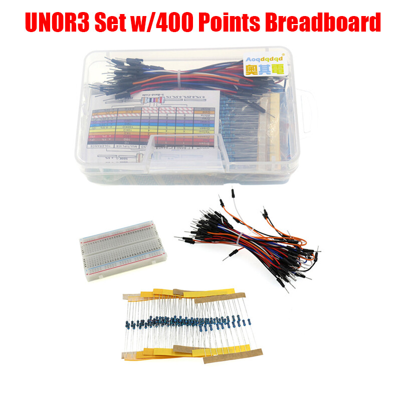 1* UNO R3 Starter Kit For Arduino Resistor/LED/Capacitor/Jumper Wires/Breadboard