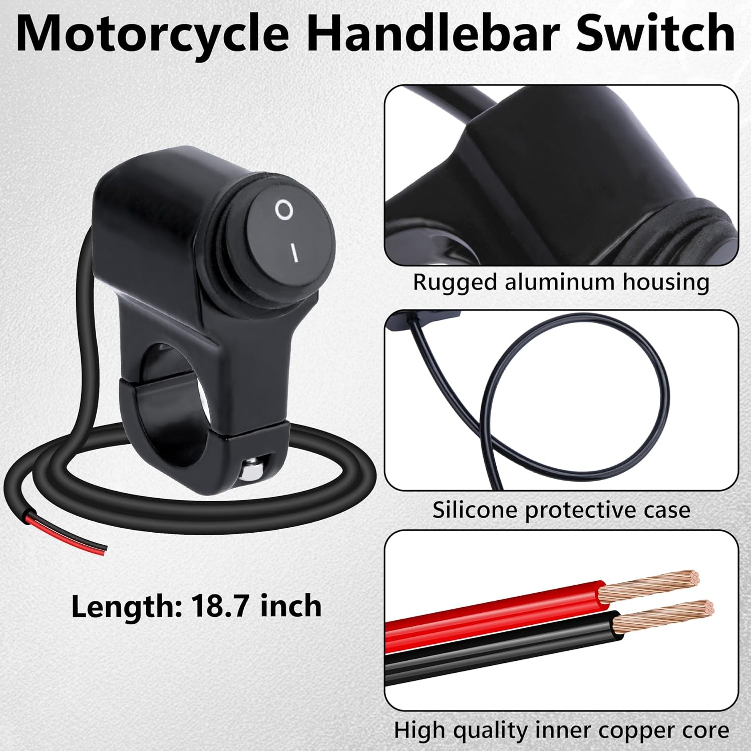 Motorcycle Handlebar Switch 12V, Waterproof Motorcycle Light Toggle Switch | Alu