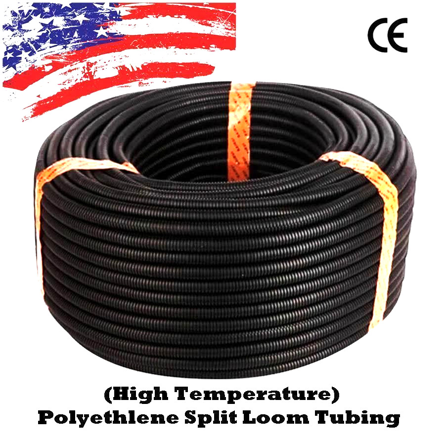 20 Ft 1/2″ Split Wire Loom Conduit Polyethylene Tubing Black Color Sleeve Tube