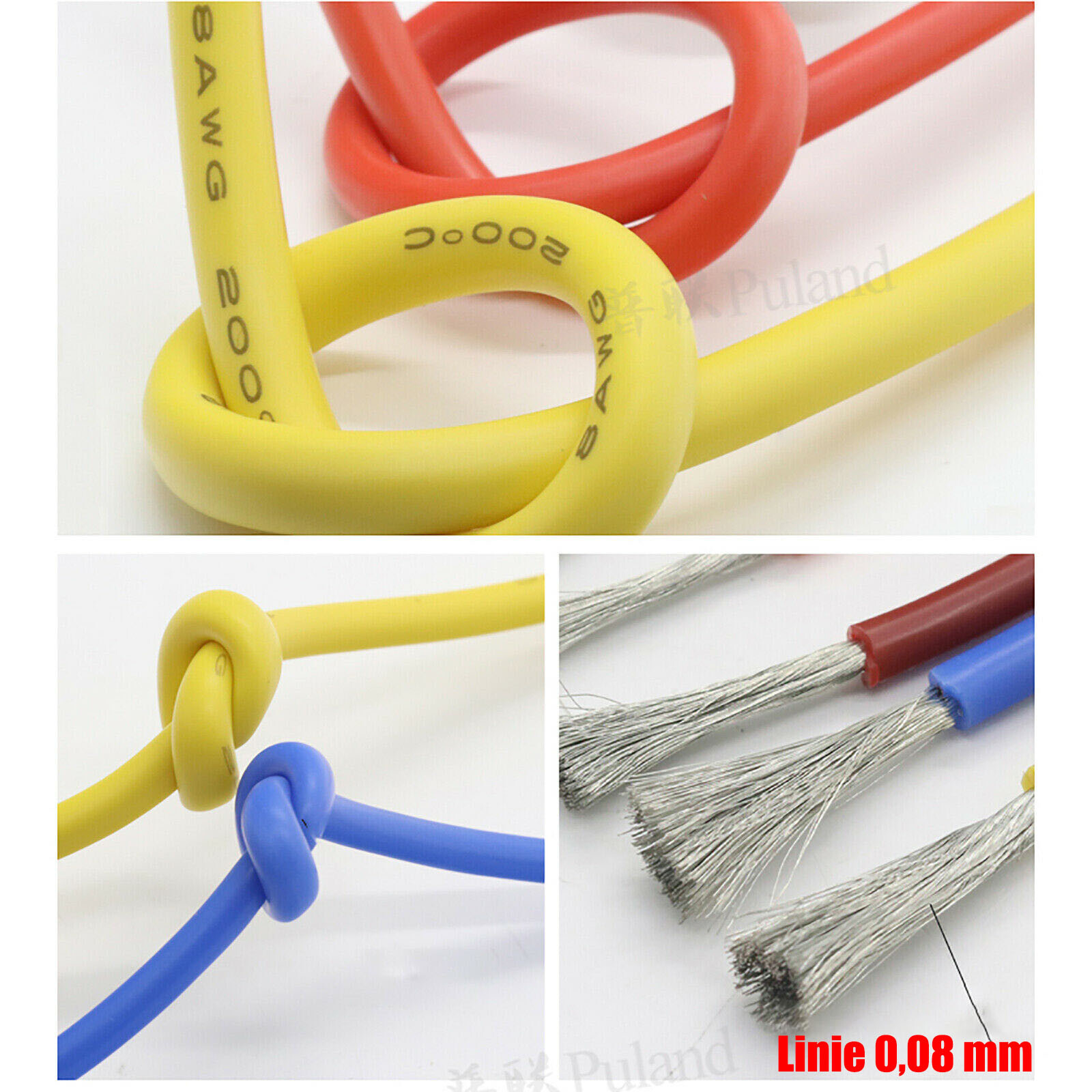 Flexible Silicone Cable Wire 2AWG~30AWG High Temp 0.08mm Tinned Copper Wire UL