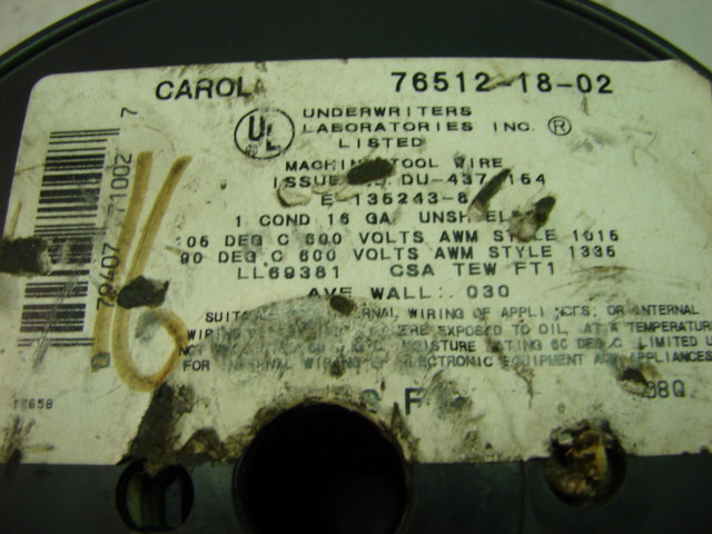 CAROL COMMUNICATION CABLE 76512-18-02 PARTIAL REEL ***NNB***