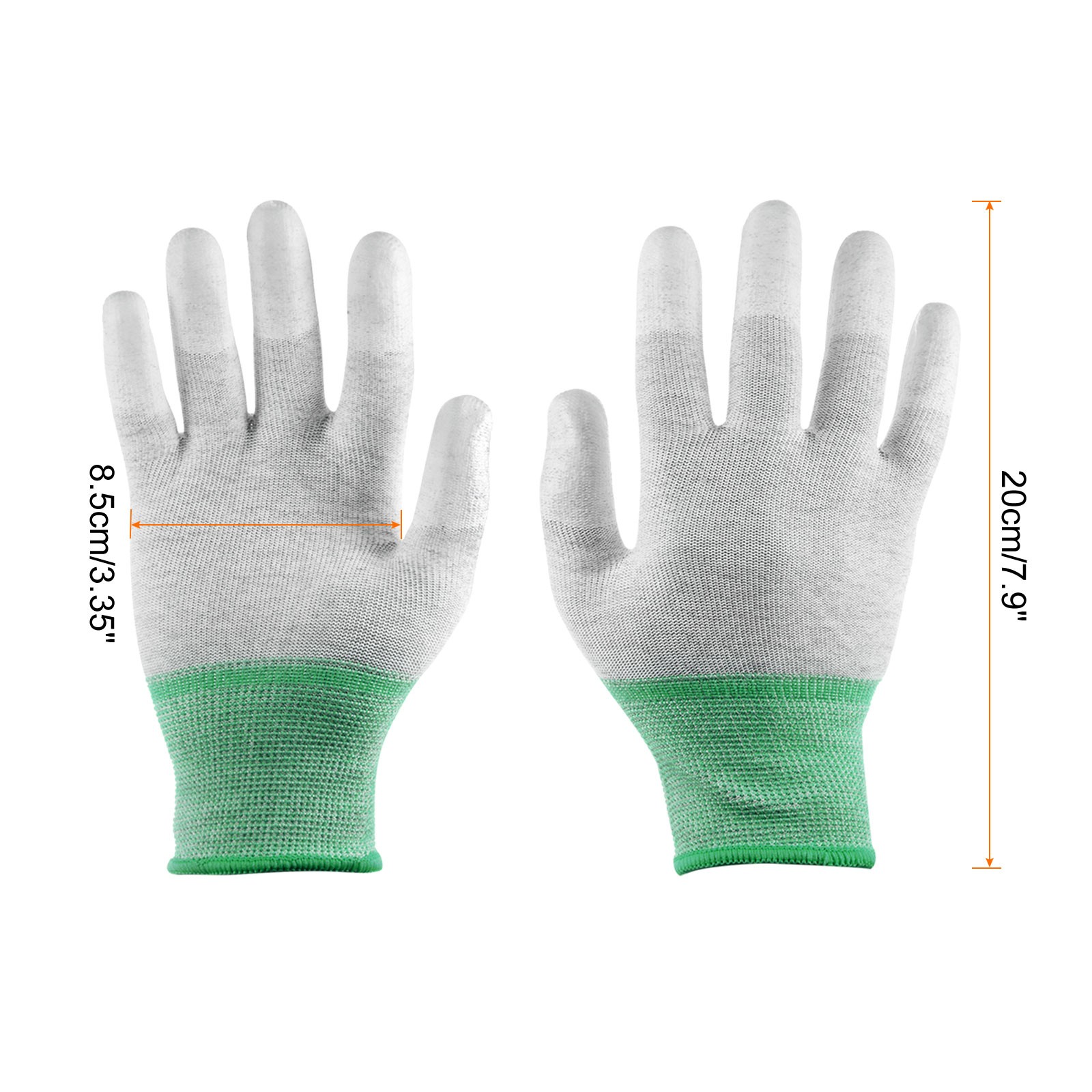 2 Pairs ESD Anti Static Gloves 20cm Thickened PU Coated PC Gloves(Medium), Green