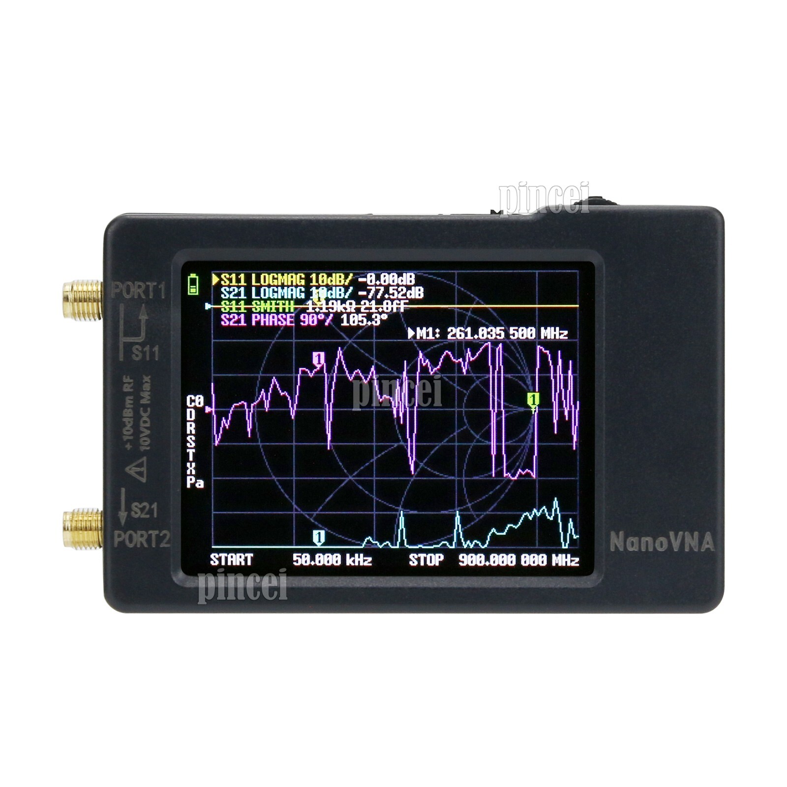 NanoVNA-H HF VHF UHF Vector Network Analyzer Antenna Analyzer 50K-1.5GHz + Case