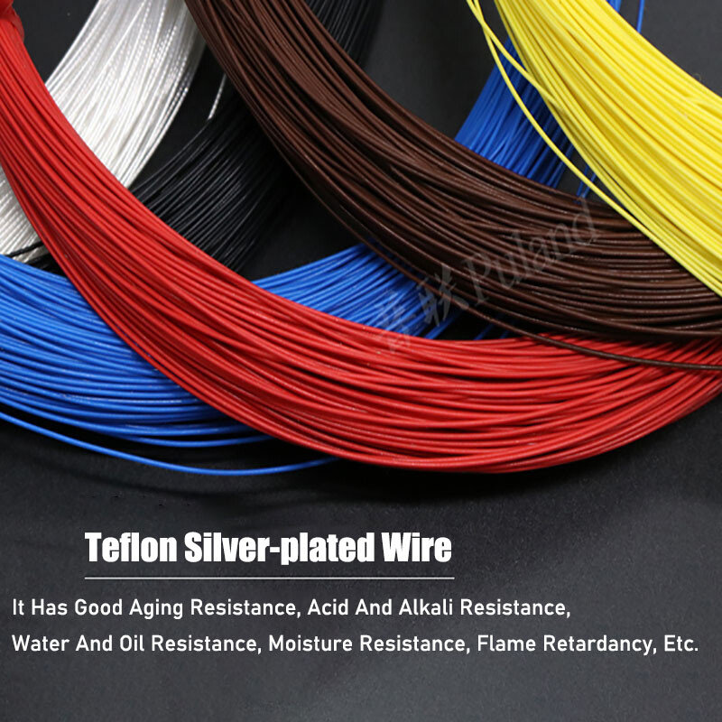 19AWG~22AWG PTFE Silver-plated Copper Stranded Electrical Wire Cable Audio Wire