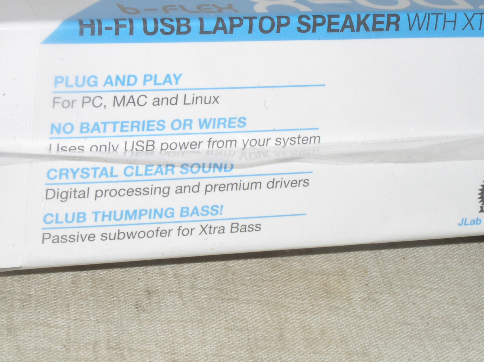 NEW SEALED JLAB XBASS-BLK-BOX JLAB AUDIO B-FLEX USB POWER LAPTOP X-BASS SPEAKER