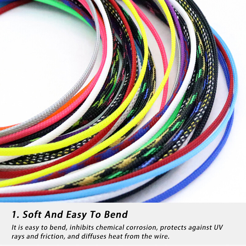 16mm Width Coloured PET Expandable Braid Sleeving Cable Wire Sleeve Sheath Dense