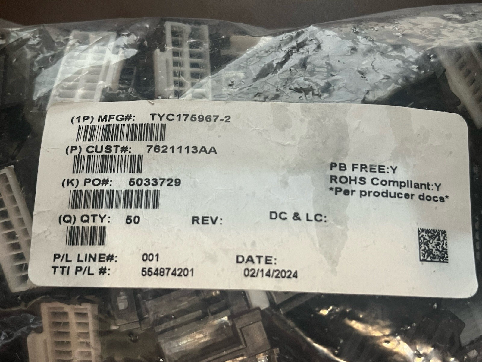 TE Connectivity AMP Connectors # 175967-2 Conn Plug HSG 20Pos 2.50mm (NEW) Qty-5