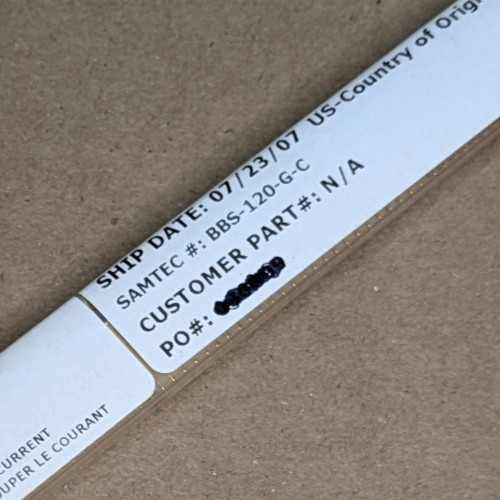 Samtec BBS-120-G-C 20-Pin 2.54mm Single Row Male Header Gold 0.100″ Lot of 19